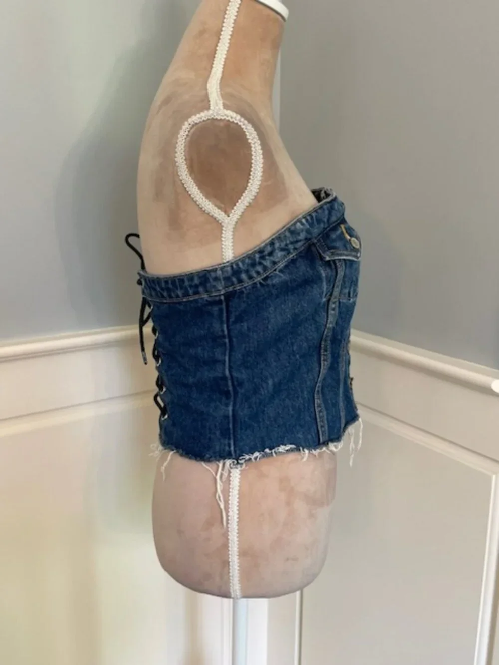 Levi's X Free People Denim Lace Up Corset Bustier Tank Top Small - Picture 5 of 10